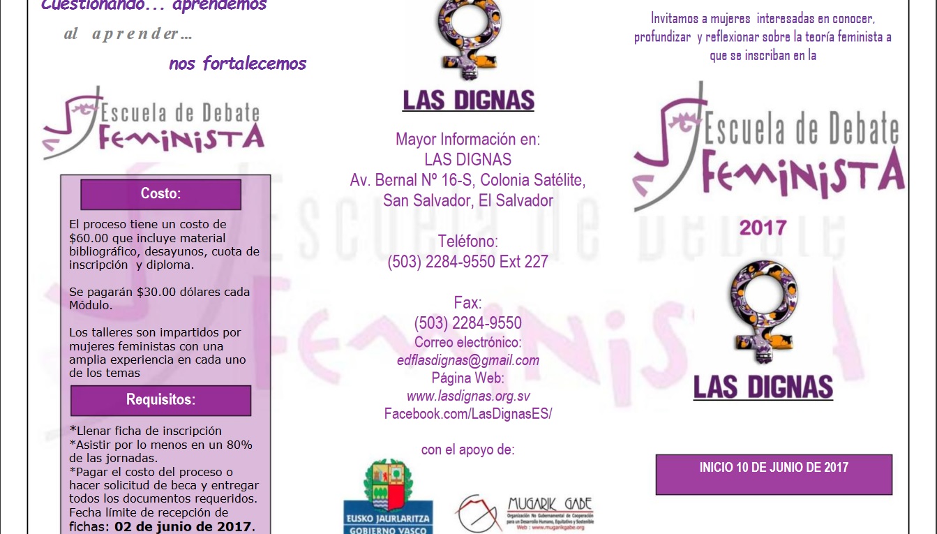 ESCUELA DE DEBATE FEMINISTA,  (EDF)  | TRIPTICO 2017